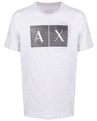 graues bedrucktes T-Shirt mit einem Rundhalsausschnitt von Armani Exchange