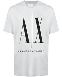 graues bedrucktes T-Shirt mit einem Rundhalsausschnitt von Armani Exchange