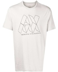 graues bedrucktes T-Shirt mit einem Rundhalsausschnitt von Armani Exchange