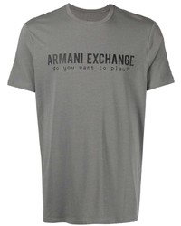 graues bedrucktes T-Shirt mit einem Rundhalsausschnitt von Armani Exchange