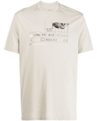 graues bedrucktes T-Shirt mit einem Rundhalsausschnitt von Armani Exchange