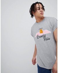 graues bedrucktes T-Shirt mit einem Rundhalsausschnitt von ASOS DESIGN