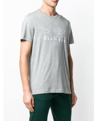 graues bedrucktes T-Shirt mit einem Rundhalsausschnitt von BOSS HUGO BOSS