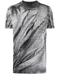graues bedrucktes T-Shirt mit einem Rundhalsausschnitt von Avant Toi