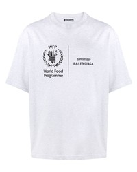 graues bedrucktes T-Shirt mit einem Rundhalsausschnitt von Balenciaga