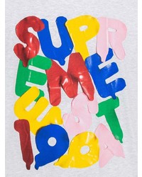 graues bedrucktes T-Shirt mit einem Rundhalsausschnitt von Supreme