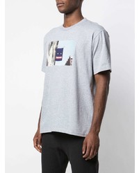 graues bedrucktes T-Shirt mit einem Rundhalsausschnitt von Supreme