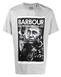 graues bedrucktes T-Shirt mit einem Rundhalsausschnitt von Barbour By Steve Mc Queen