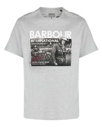 graues bedrucktes T-Shirt mit einem Rundhalsausschnitt von Barbour International