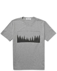 graues bedrucktes T-Shirt mit einem Rundhalsausschnitt von Beams