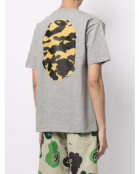 graues bedrucktes T-Shirt mit einem Rundhalsausschnitt von A Bathing Ape