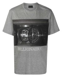 graues bedrucktes T-Shirt mit einem Rundhalsausschnitt von Billionaire