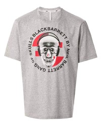 graues bedrucktes T-Shirt mit einem Rundhalsausschnitt von Blackbarrett
