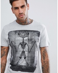 graues bedrucktes T-Shirt mit einem Rundhalsausschnitt von BLEND