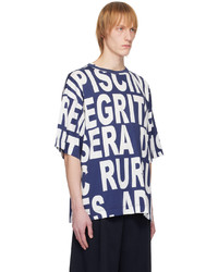 graues bedrucktes T-Shirt mit einem Rundhalsausschnitt von Dries Van Noten