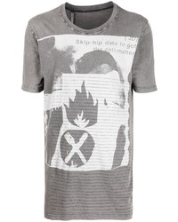 graues bedrucktes T-Shirt mit einem Rundhalsausschnitt von Boris Bidjan Saberi