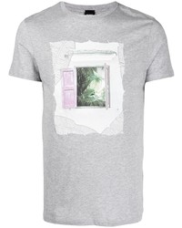 graues bedrucktes T-Shirt mit einem Rundhalsausschnitt von BOSS HUGO BOSS