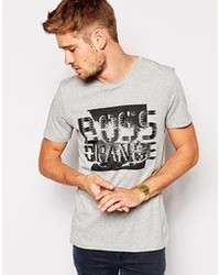 graues bedrucktes T-Shirt mit einem Rundhalsausschnitt von Boss Orange