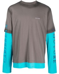 graues bedrucktes T-Shirt mit einem Rundhalsausschnitt von Botter