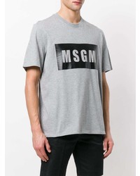 graues bedrucktes T-Shirt mit einem Rundhalsausschnitt von MSGM