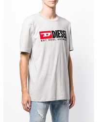 graues bedrucktes T-Shirt mit einem Rundhalsausschnitt von Diesel