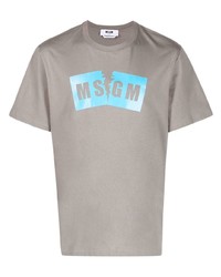 graues bedrucktes T-Shirt mit einem Rundhalsausschnitt von MSGM