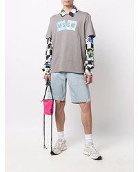 graues bedrucktes T-Shirt mit einem Rundhalsausschnitt von MSGM