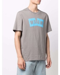 graues bedrucktes T-Shirt mit einem Rundhalsausschnitt von MSGM