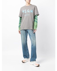 graues bedrucktes T-Shirt mit einem Rundhalsausschnitt von MSGM