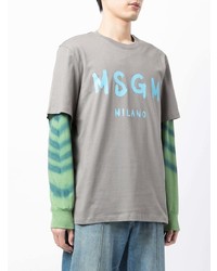 graues bedrucktes T-Shirt mit einem Rundhalsausschnitt von MSGM