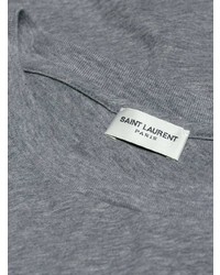 graues bedrucktes T-Shirt mit einem Rundhalsausschnitt von Saint Laurent