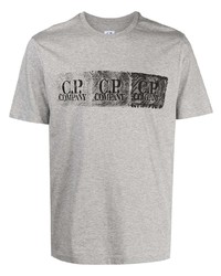 graues bedrucktes T-Shirt mit einem Rundhalsausschnitt von C.P. Company