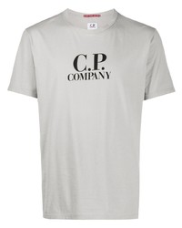 graues bedrucktes T-Shirt mit einem Rundhalsausschnitt von C.P. Company