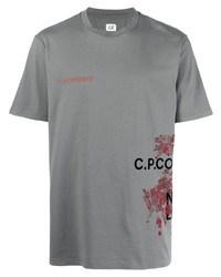 graues bedrucktes T-Shirt mit einem Rundhalsausschnitt von C.P. Company