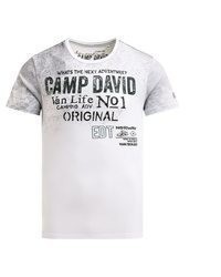 graues bedrucktes T-Shirt mit einem Rundhalsausschnitt von Camp David