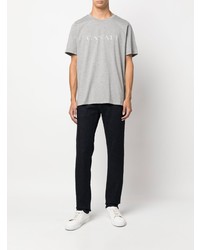 graues bedrucktes T-Shirt mit einem Rundhalsausschnitt von Canali