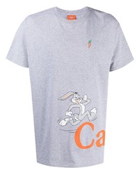 graues bedrucktes T-Shirt mit einem Rundhalsausschnitt von Carrots