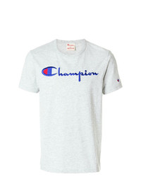 graues bedrucktes T-Shirt mit einem Rundhalsausschnitt von Champion