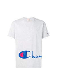 graues bedrucktes T-Shirt mit einem Rundhalsausschnitt von Champion