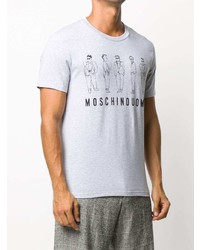 graues bedrucktes T-Shirt mit einem Rundhalsausschnitt von Moschino