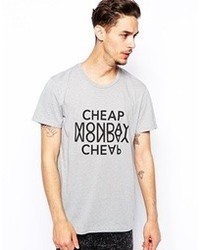 graues bedrucktes T-Shirt mit einem Rundhalsausschnitt von Cheap Monday