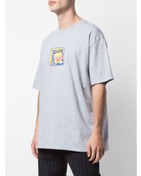 graues bedrucktes T-Shirt mit einem Rundhalsausschnitt von Supreme