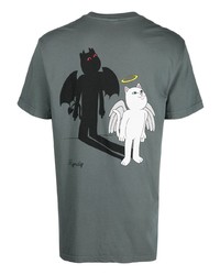 graues bedrucktes T-Shirt mit einem Rundhalsausschnitt von RIPNDIP