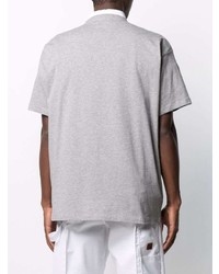 graues bedrucktes T-Shirt mit einem Rundhalsausschnitt von Raf Simons