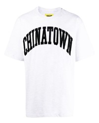 graues bedrucktes T-Shirt mit einem Rundhalsausschnitt von Chinatown Market