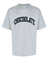 graues bedrucktes T-Shirt mit einem Rundhalsausschnitt von Chocoolate