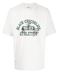 graues bedrucktes T-Shirt mit einem Rundhalsausschnitt von Chocoolate