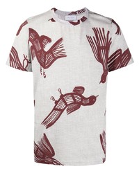 graues bedrucktes T-Shirt mit einem Rundhalsausschnitt von Christian Wijnants