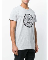 graues bedrucktes T-Shirt mit einem Rundhalsausschnitt von Balmain