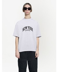 graues bedrucktes T-Shirt mit einem Rundhalsausschnitt von Balenciaga